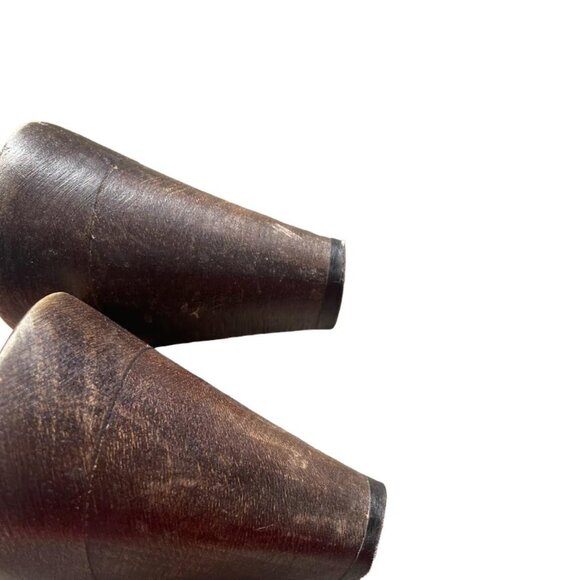 Vintage Coach Wooden Heeled Platform Faux Sherpa Lined Brown Clogs Size 8 - Picture 4 of 7